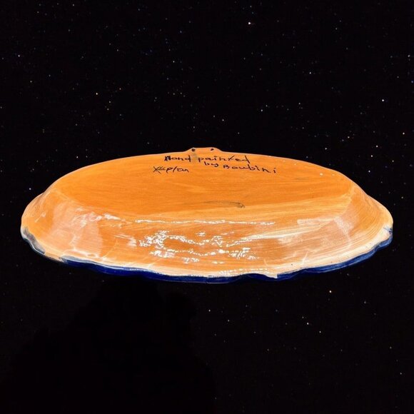 Vintage Oval Tray Hand Painted Rowbini Dish Apepros 13”L 9.5”W Sail Boat Vintage - Picture 9 of 9